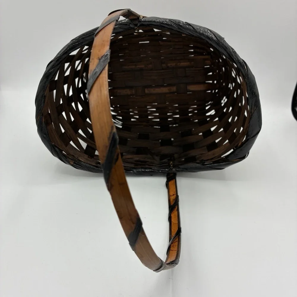 Vintage Woven Splint Basket Halloween Jack-O-Lantern Pumpkins Happy Halloween